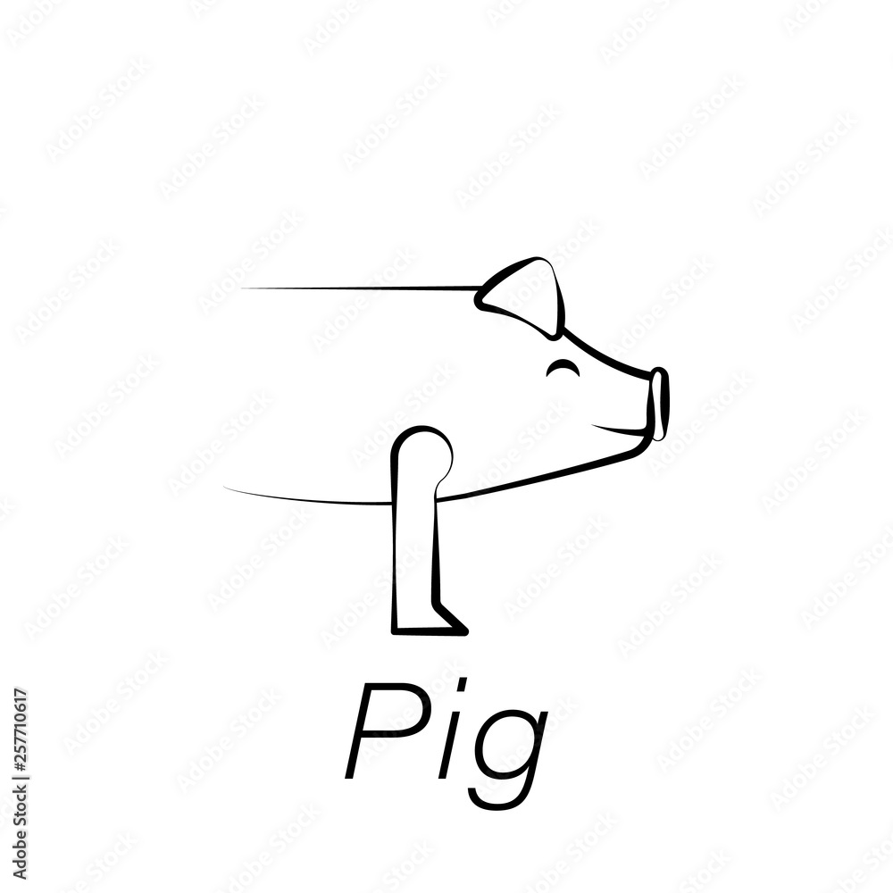 pig hand draw icon. Element of farming illustration icons. Signs and symbols can be used for web, logo, mobile app, UI, UX