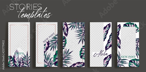 Set of instagram Templates.Vector Layout. Design backgrounds for social media banner.Set of  Instagram stories frame templates. Mockup for social media.