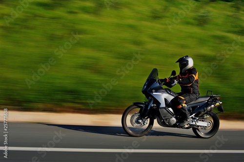 Enduro bike on highway.