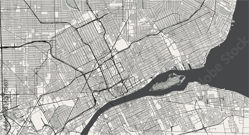 map of the city of Detroit, Michigan, USA