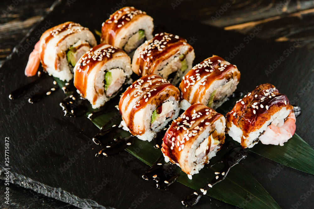 rolls with fresh fish, vegetables and cream cheese rolls with fresh fish, vegetables and cream cheese