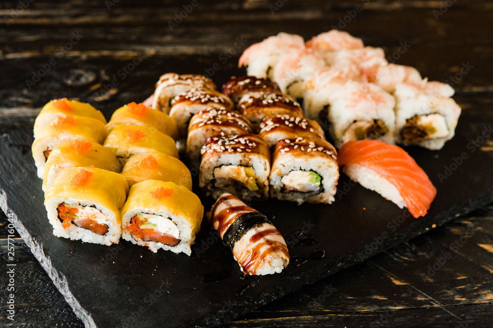 rolls with fresh fish, vegetables and cream cheese rolls with fresh fish, vegetables and cream cheese