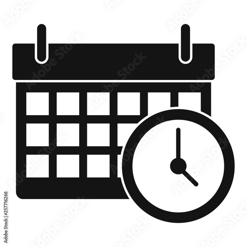 Calendar time clock icon. Simple illustration of calendar time clock vector icon for web design isolated on white background