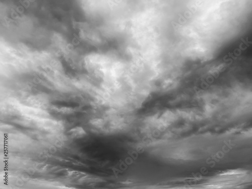 Dramatic dark stormy sky in black and white