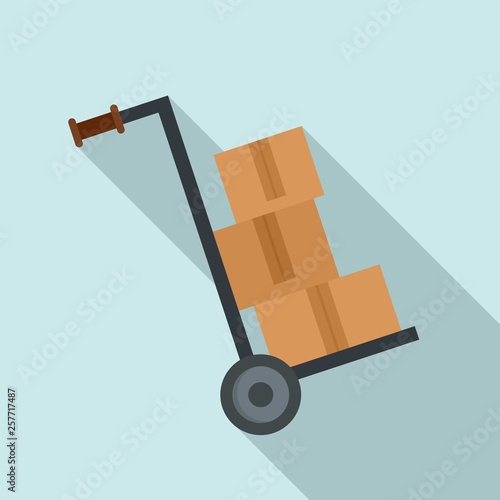 Warehouse cart box icon. Flat illustration of warehouse cart box vector icon for web design