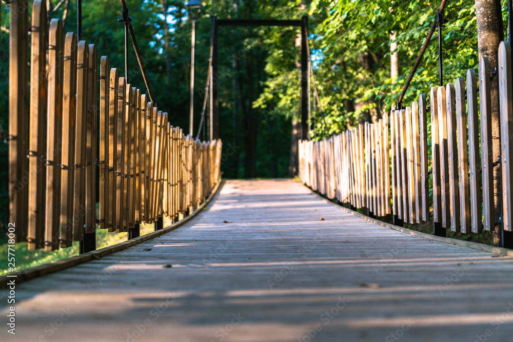 Colorful Photo of the Park on a Sunny Autumn day - Wooden Bridge in the Middle of it Colorful Photo of the Park on a Sunny Autumn day - Wooden Bridge in the Middle of it