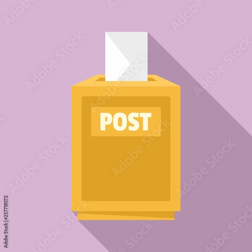 Envelope in post box icon. Flat illustration of envelope in post box vector icon for web design