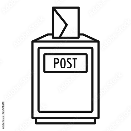 Envelope post box icon. Outline envelope post box vector icon for web design isolated on white background