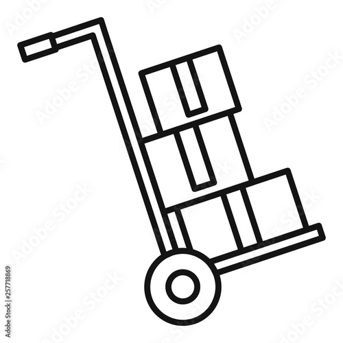 Warehouse cart box icon. Outline warehouse cart box vector icon for web design isolated on white background