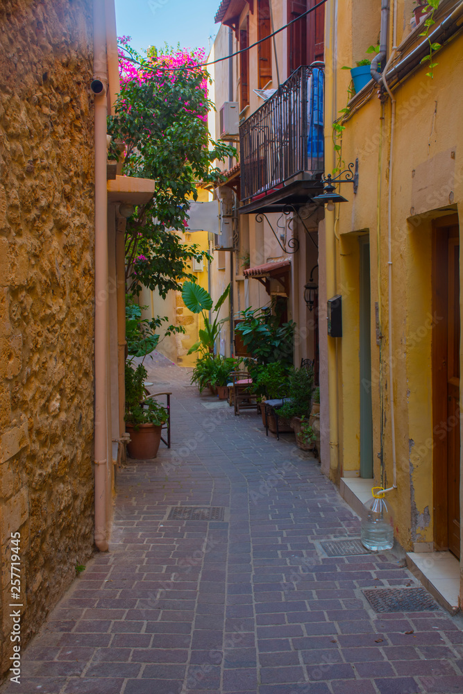 Chania old street of Crete island, Greece