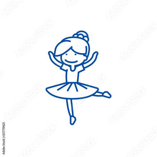 Ballerina girl,balet dancer line concept icon. Ballerina girl,balet dancer flat  vector website sign, outline symbol, illustration.