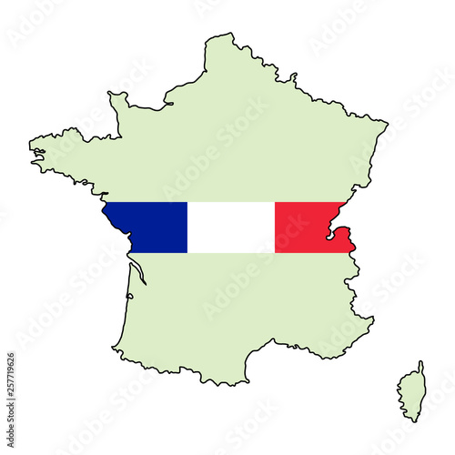 France map with national flag 