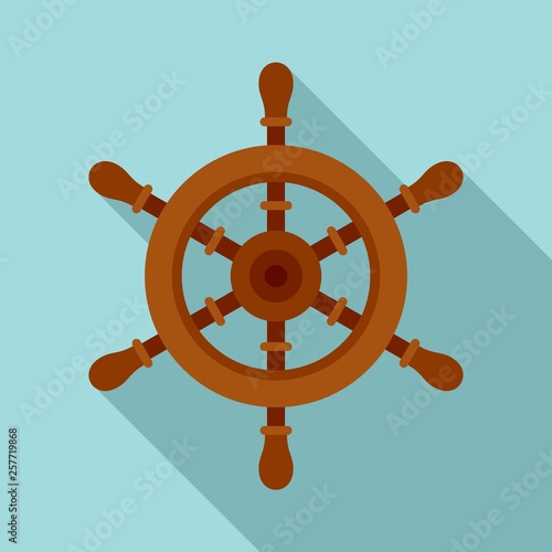 Ship steering wheel icon. Flat illustration of ship steering wheel vector icon for web design