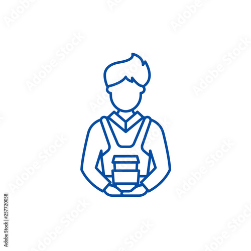 Barista line concept icon. Barista flat  vector website sign, outline symbol, illustration.