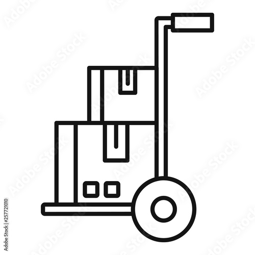 Warehouse cart icon. Outline warehouse cart vector icon for web design isolated on white background