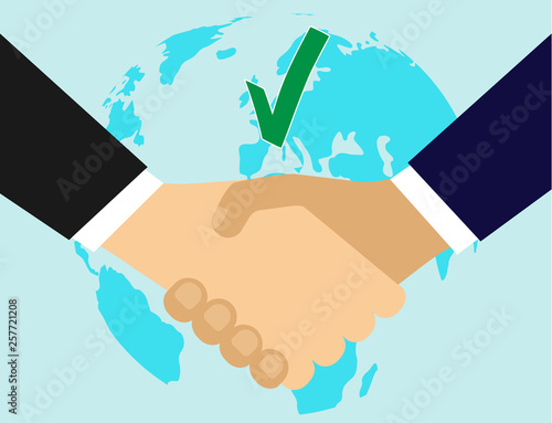 Partnership. Affiliate agreement. Handshake. Businessmen. The conclusion of the contract.