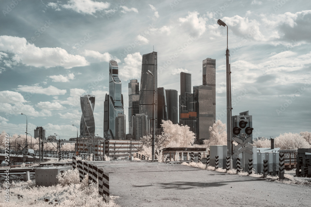 Fototapeta premium Modern famous skyscrapers in financial district of Moscow City, Russia, hi tech architecture
