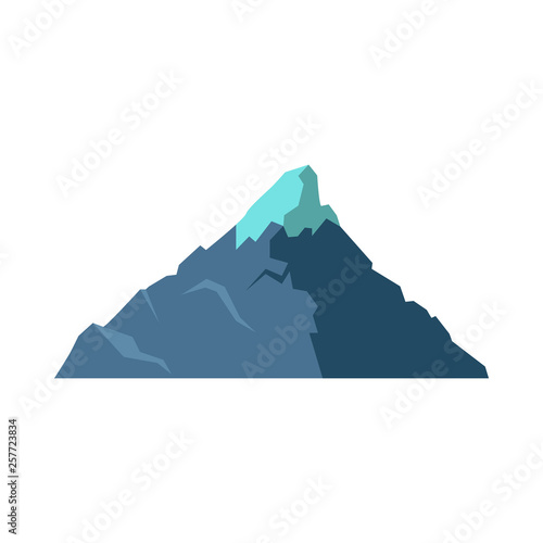 Mountain peak. Snowcap, ice, landscape. Vector illustration can be used for topics like climbing, trekking, adventure tourism © PCH.Vector