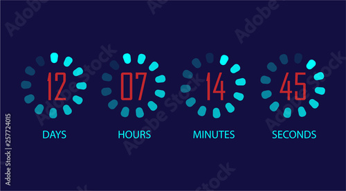 Countdown clock. Scoreboard of the day, hour, minute, second. User interface. Vector illustration.