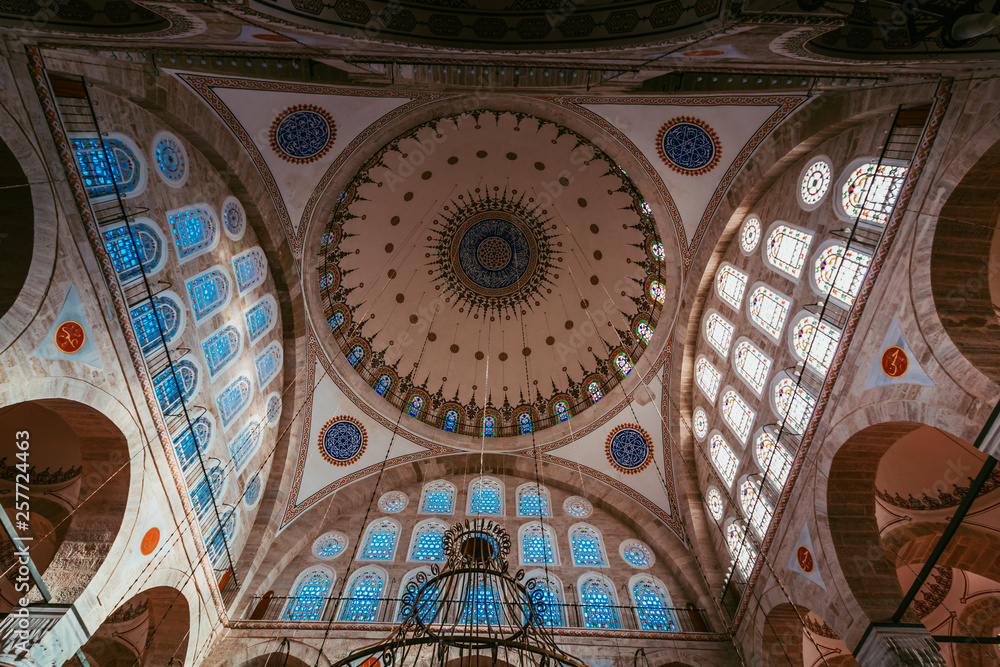 interior of mihrimah sultan mosque in istanbul