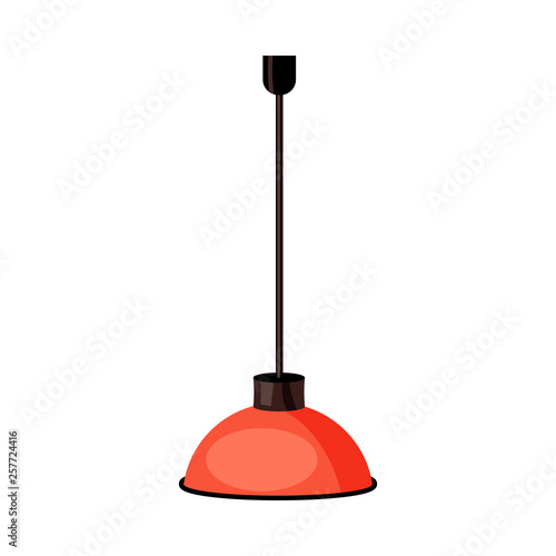 Retro ceiling lamp. Red lampshade, pendant, chandelier. Vector illustration can be used for topics like interior, light, home decor, retro
