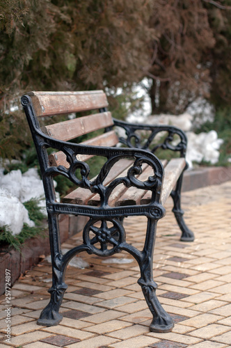 Park bench in winter