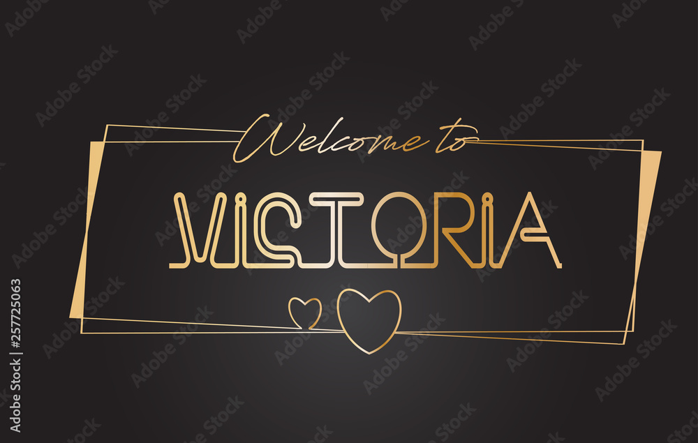 Obraz premium Victoria Welcome to Golden text Neon Lettering Typography Vector Illustration.