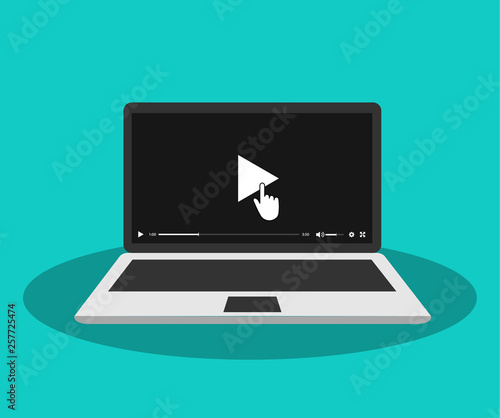 Video player on a laptop. Click on play.