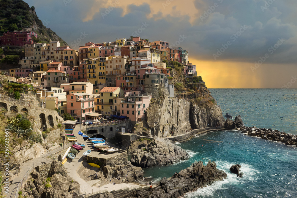 Manarola, fishing village. Cinque Terre National Park, Liguria Italy Europe