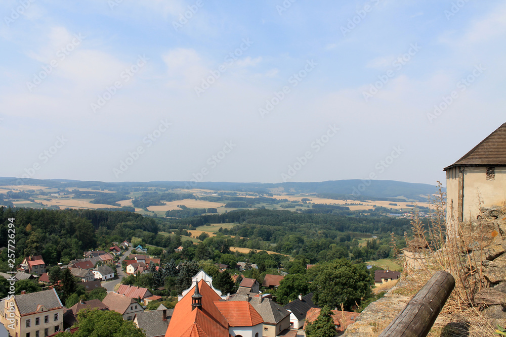Fototapeta premium Valley view Lipnice nad Sazavou Czech Republic with about of the ancient castle walls