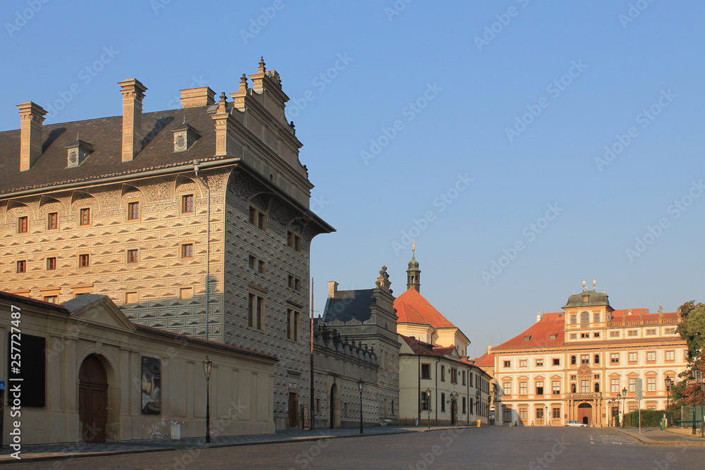 Fototapeta premium Hradcanska square in Prague Czech Republic early morning no people