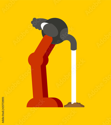 Ostrich head in sand isolated. Big bird