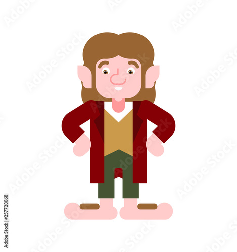 Hobbit little man isolated. magic homunculus with big legs