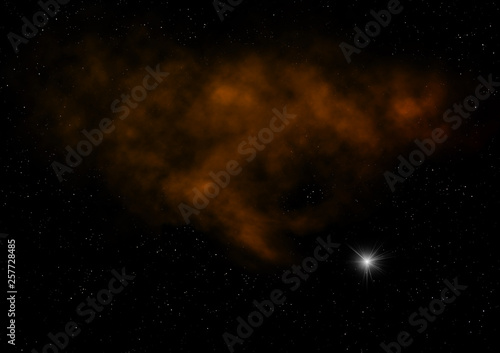 Star field in space and a nebulae. 3D rendering