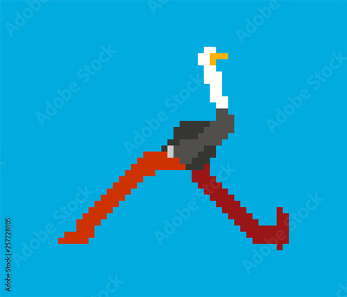 Ostrich pixel art. Big bird run 8 bit. vector illustration 8bit