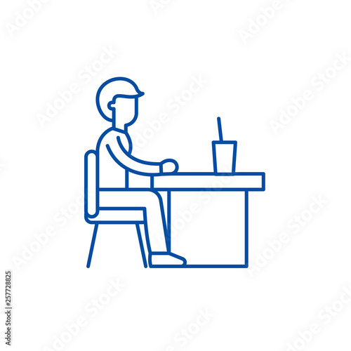 Canteen line concept icon. Canteen flat  vector website sign, outline symbol, illustration.