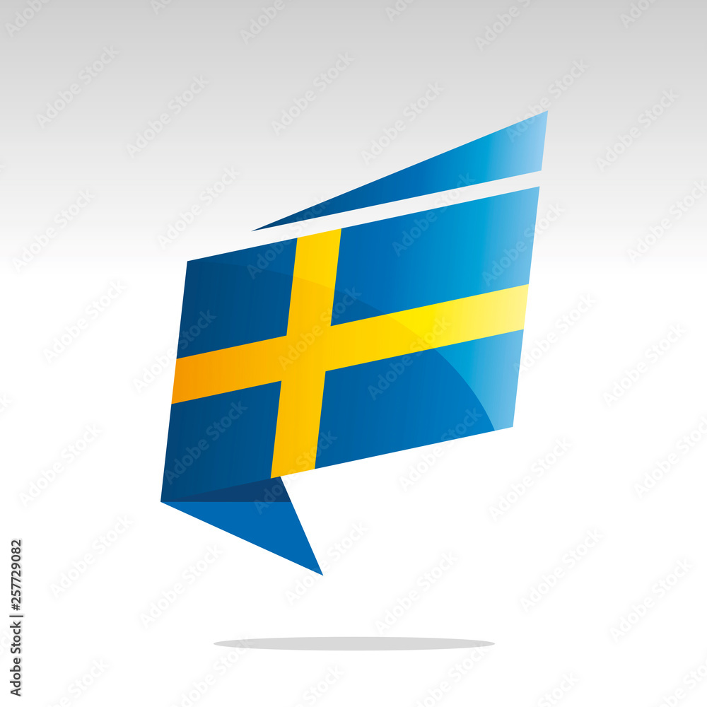 New abstract Sweden flag origami logo icon button label vector New abstract Sweden flag origami logo icon button label vector