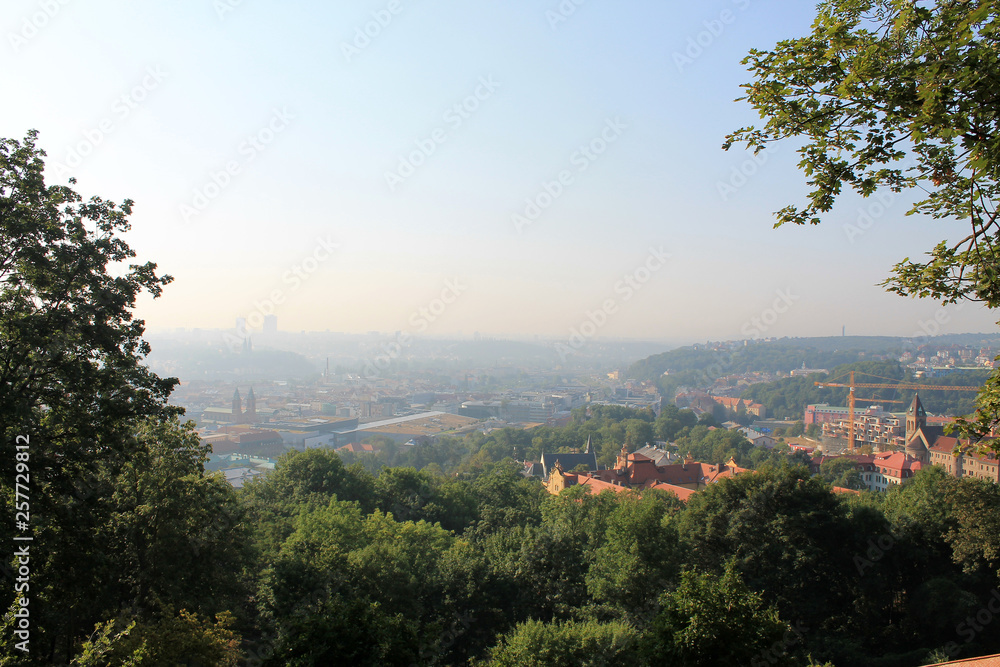 Panorama of Prague from the height of Petrin hill, Czech Republic