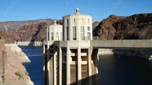 water pumps a the hoover dam blue skies