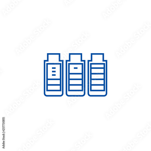 Charging battery line concept icon. Charging battery flat  vector website sign, outline symbol, illustration.