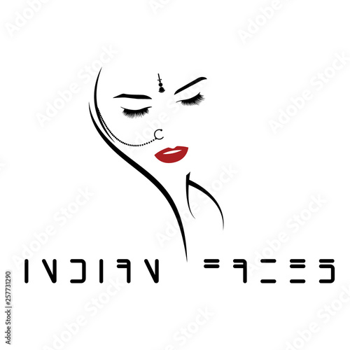  Illustration depicting a woman's face with Indian ornaments