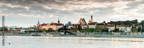 Warsaw panorama from Praga quartier in first day of spring. 