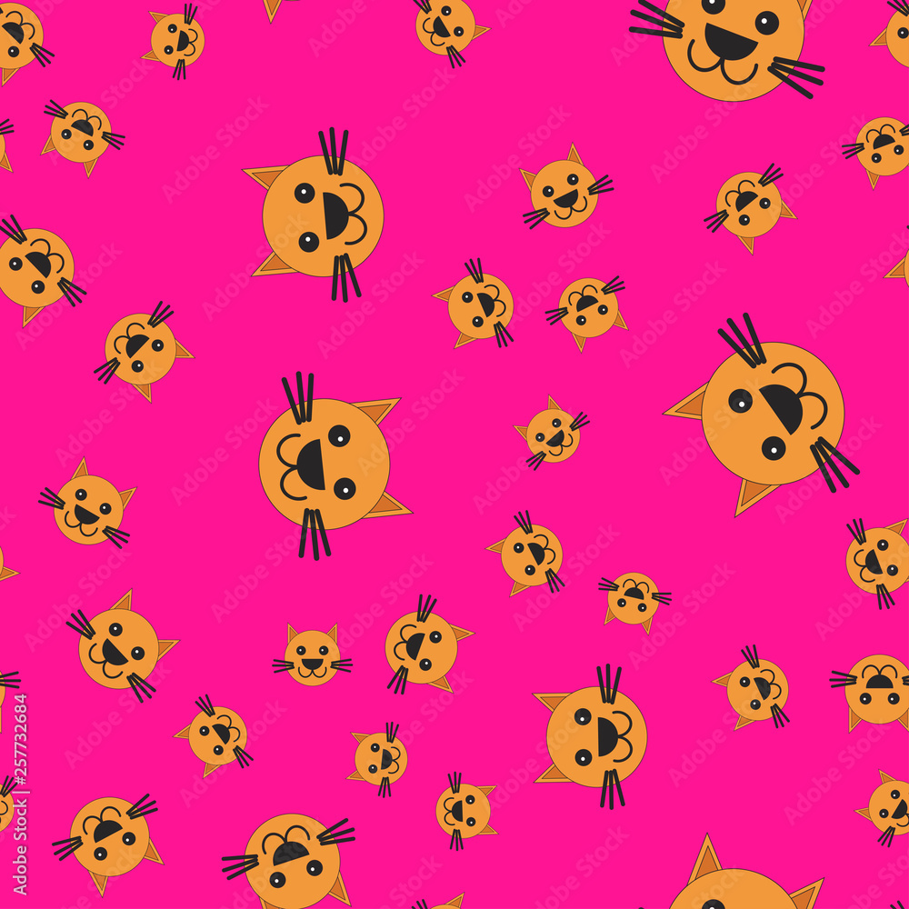 Naklejka premium Seamless pattern of cat head