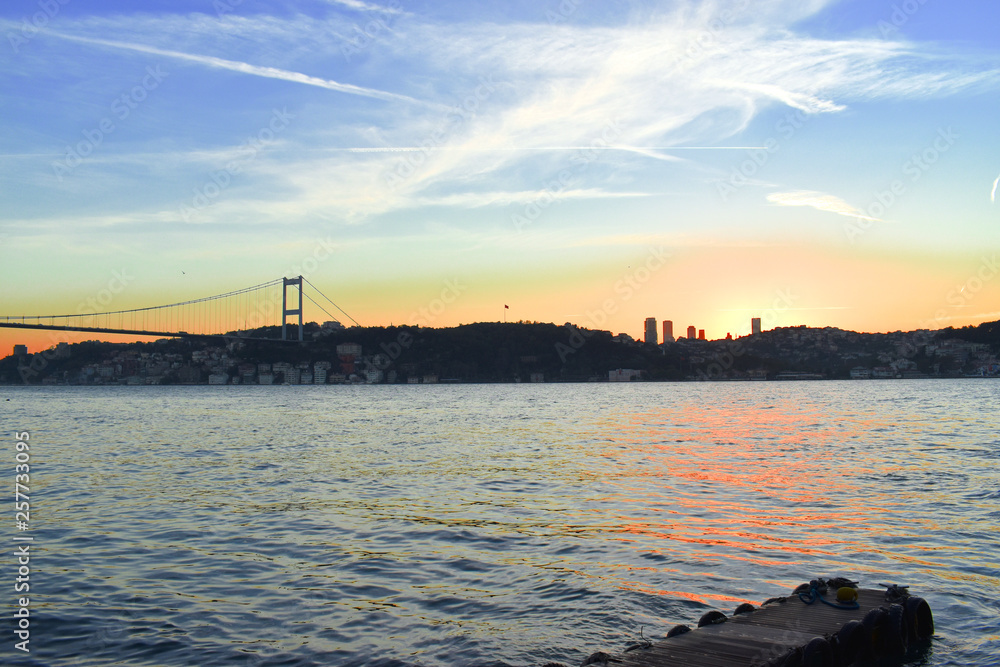 sunset in the Bosphorus of Istanbul