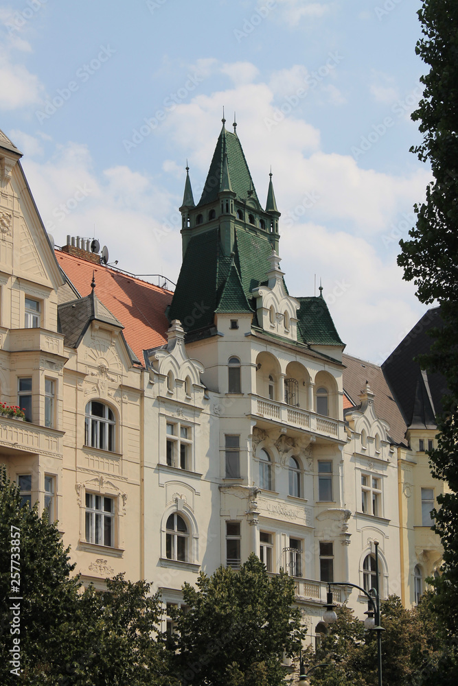 Fototapeta premium Architectural elements of the facade of the building in the historic center of Prague Czech Republic