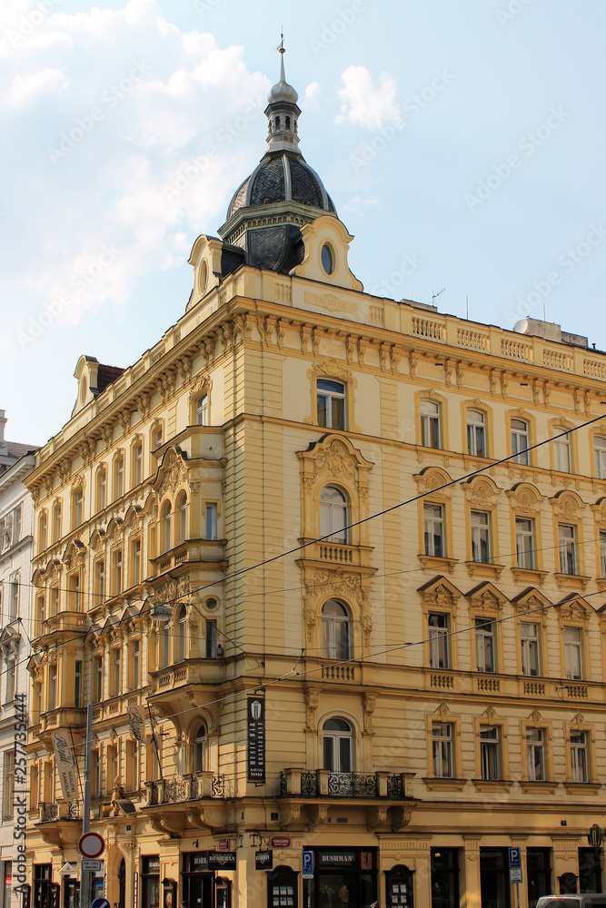 Obraz premium Architectural elements of the facade of the building in the historic center of Prague Czech Republic