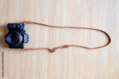 Brown leather camera strap