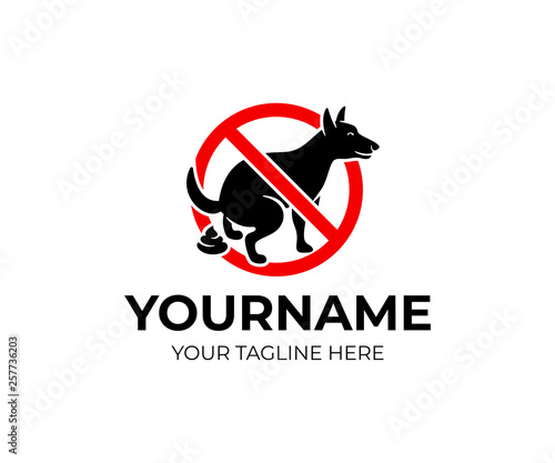 Warning sign of clean up your pet's waste or clean up after your dog, logo design. Animal, pet, prohibition and warning sign, vector design and illustration