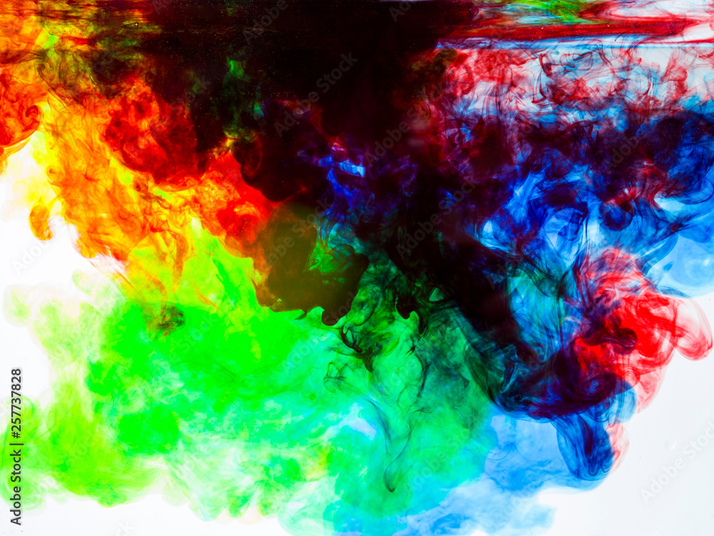 colorful paints dissolve in water, abstract background colorful paints dissolve in water, abstract background