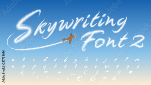 Skywriting Font-2: Vapor-Inspired Lower-Case: 44 characters. For people whose hearts are in the clouds photo